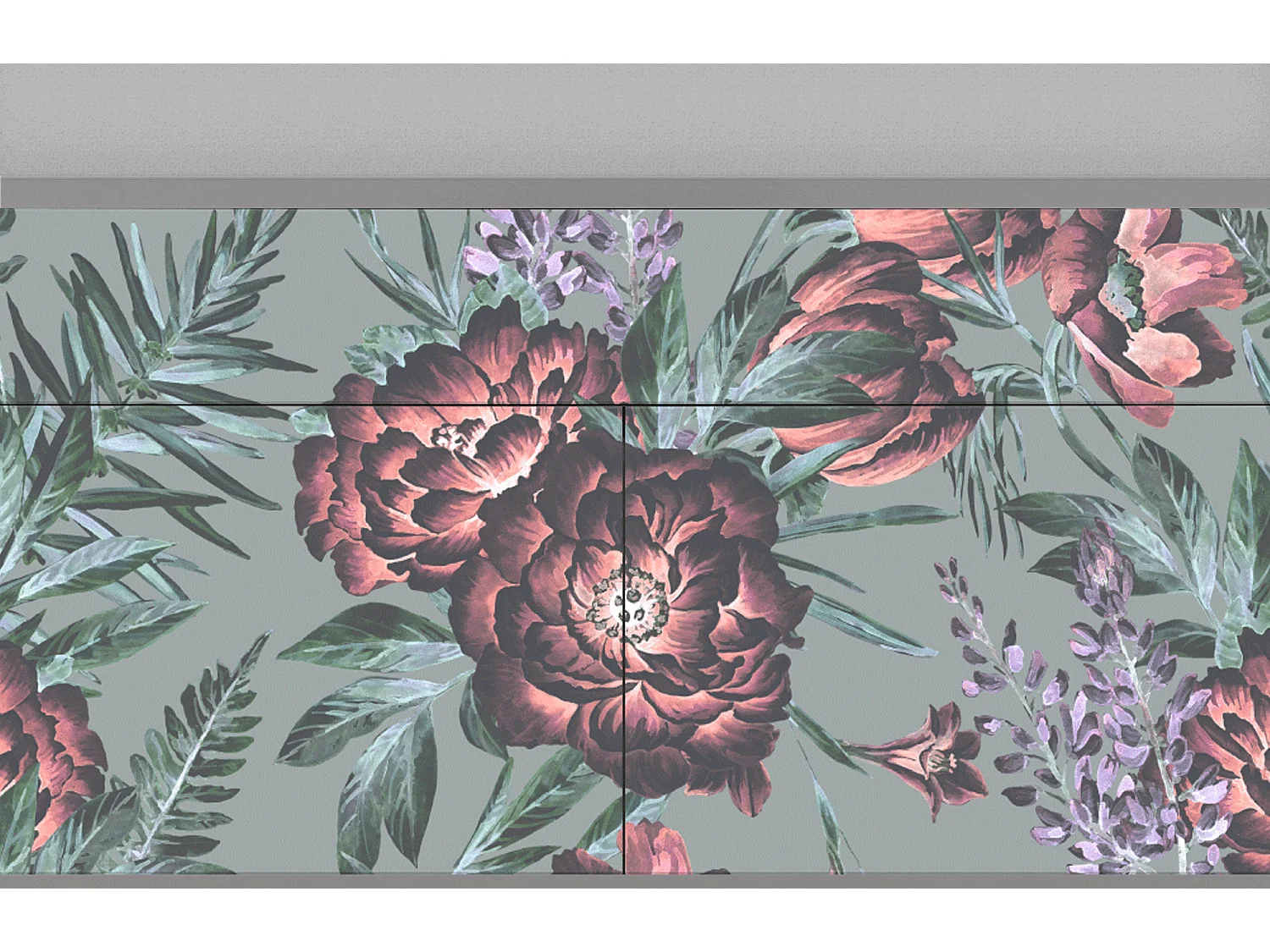 Dressoir - 115x85x48 cm - BS4 - Light Peonies, Grijs