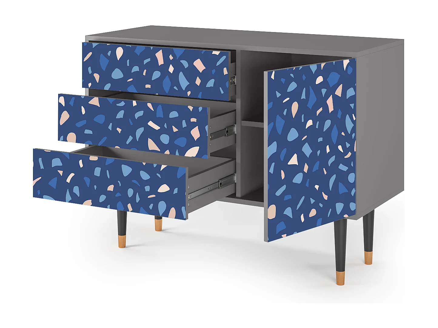 Kredens - 115х84х41 cm - S3 - Soap Whirpool, Szary