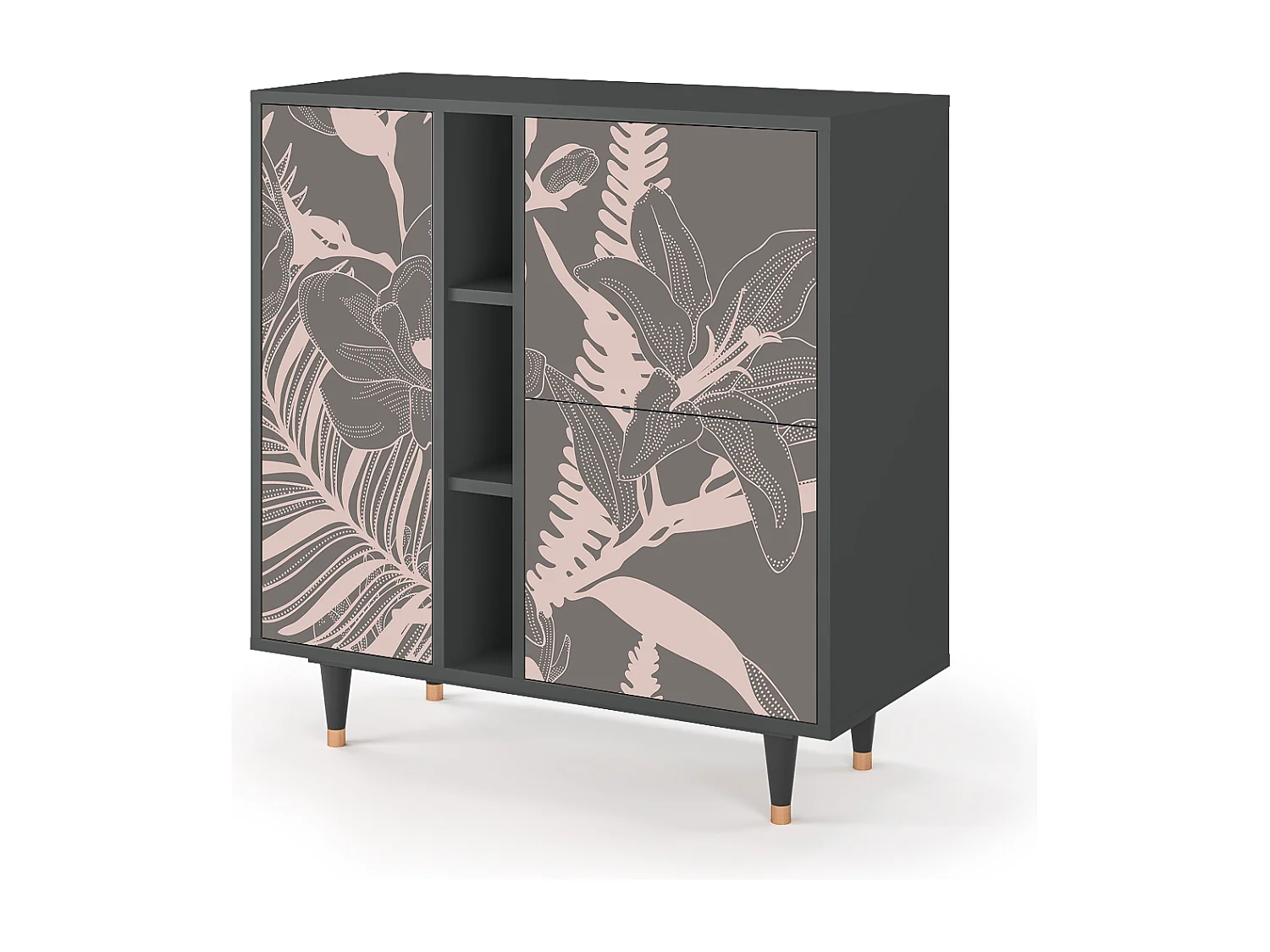 Kredens - 94х96х41 cm - BS5 - Issabelline Flower, Antracyt