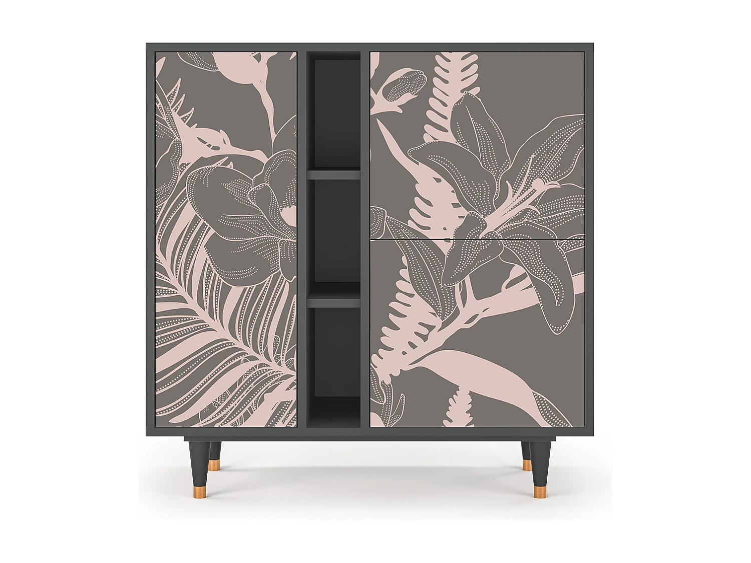 Kredens - 94х96х41 cm - BS5 - Issabelline Flower, Antracyt