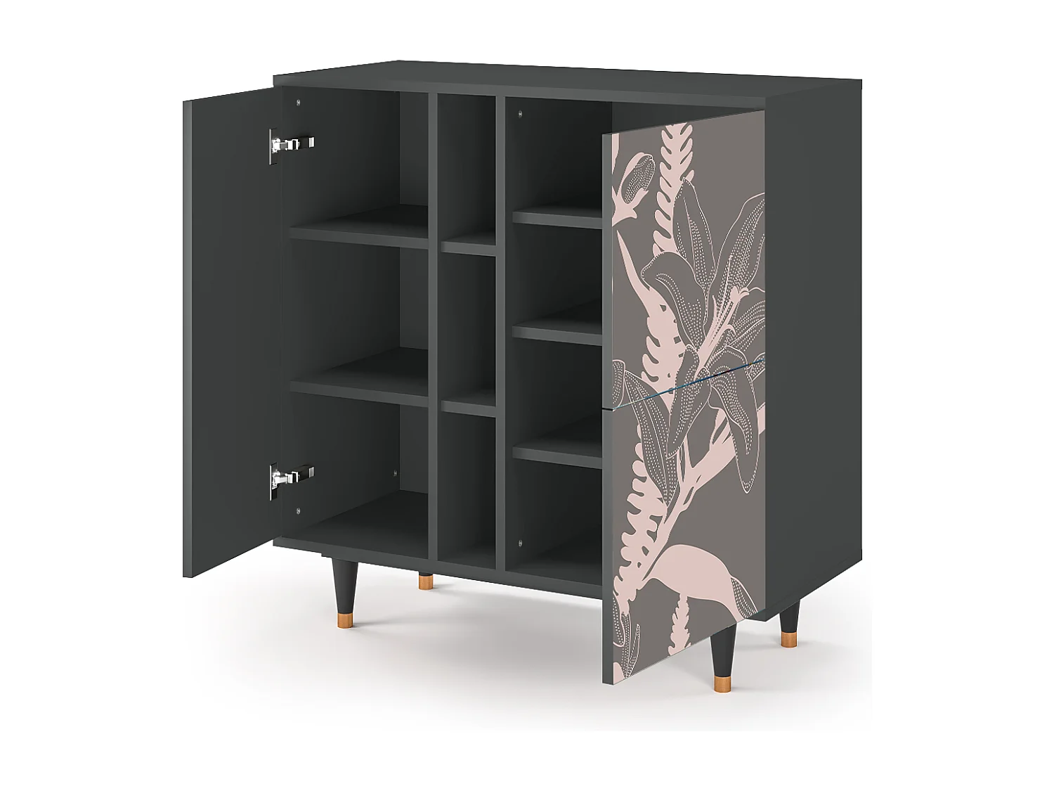 Kredens - 94х96х41 cm - BS5 - Issabelline Flower, Antracyt