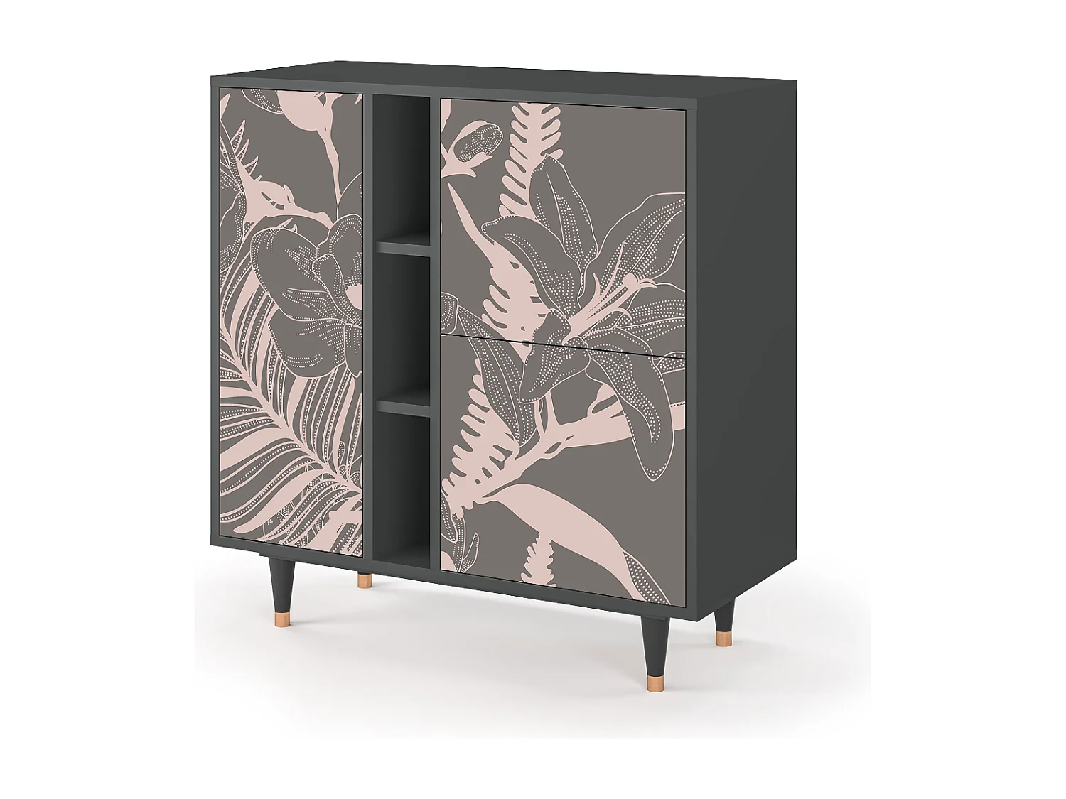 Dressoir - 94х96х41 cm - BS5 - Issabelline Flower, Antraciet