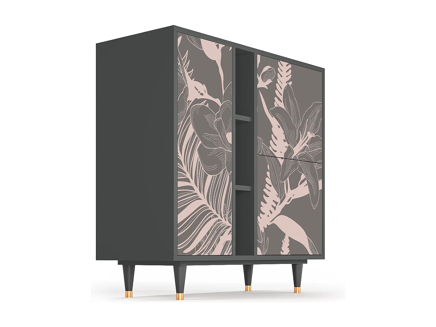 Dressoir - 94х96х41 cm - BS5 - Issabelline Flower, Antraciet