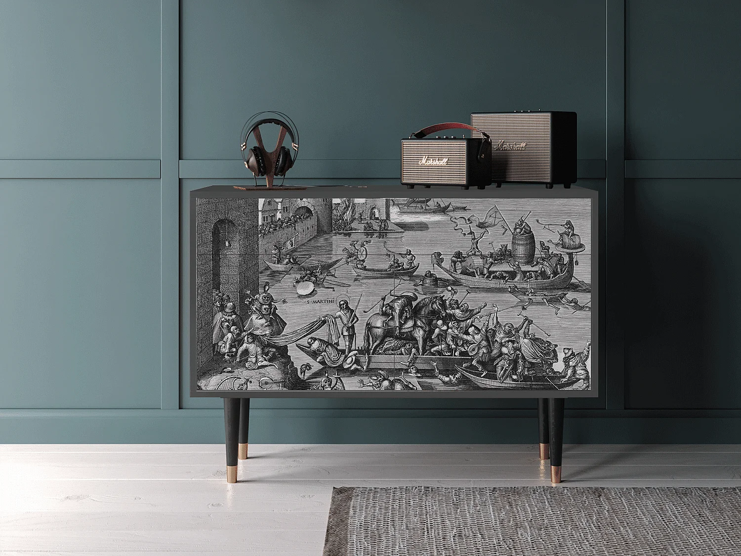 Kredens - 115x85x48 cm - BS4 - Saint Martin, Antracyt