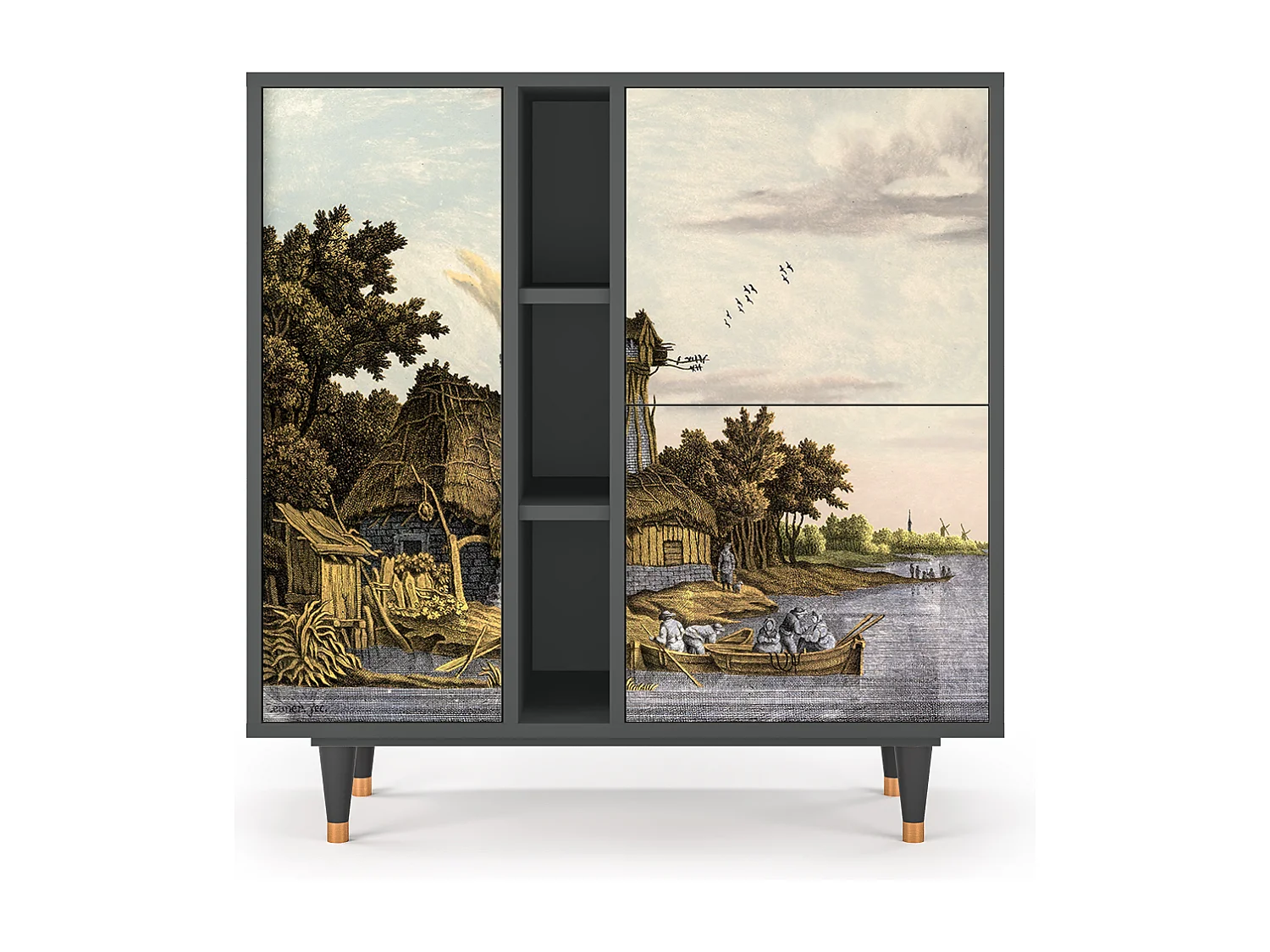 Kredens - 94х96х41 cm - BS5 - Mill along a River, Antracyt