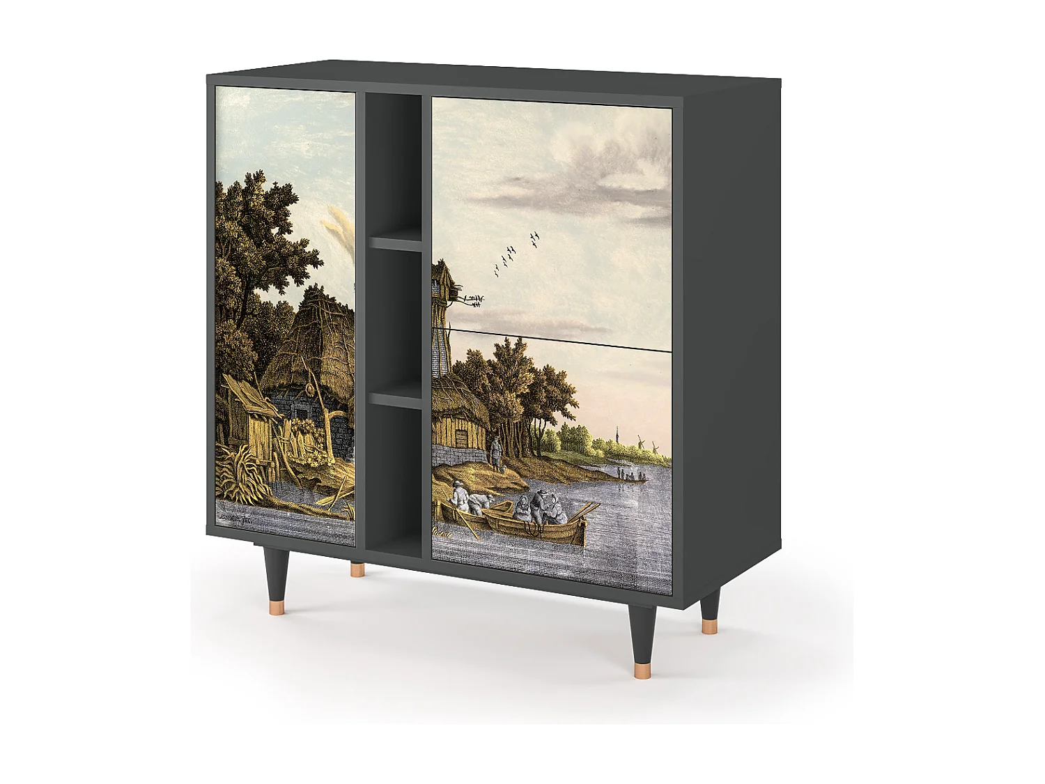 Kredens - 94х96х41 cm - BS5 - Mill along a River, Antracyt