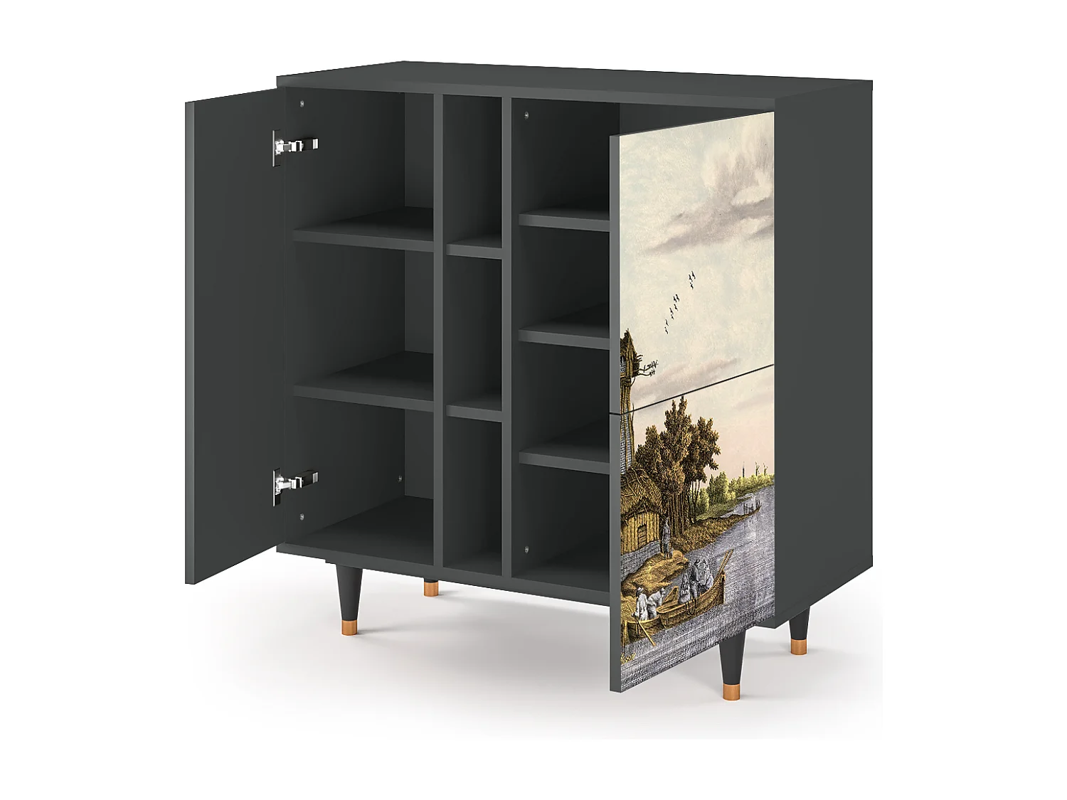 Kredens - 94х96х41 cm - BS5 - Mill along a River, Antracyt