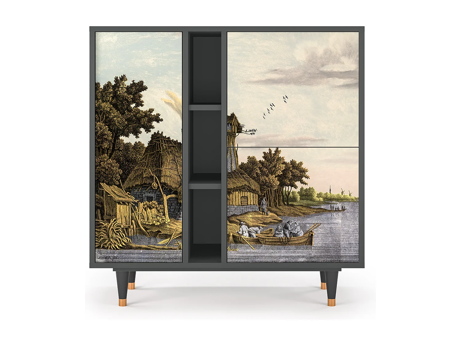 Kredens - 94х96х41 cm - BS5 - Mill along a River, Antracyt