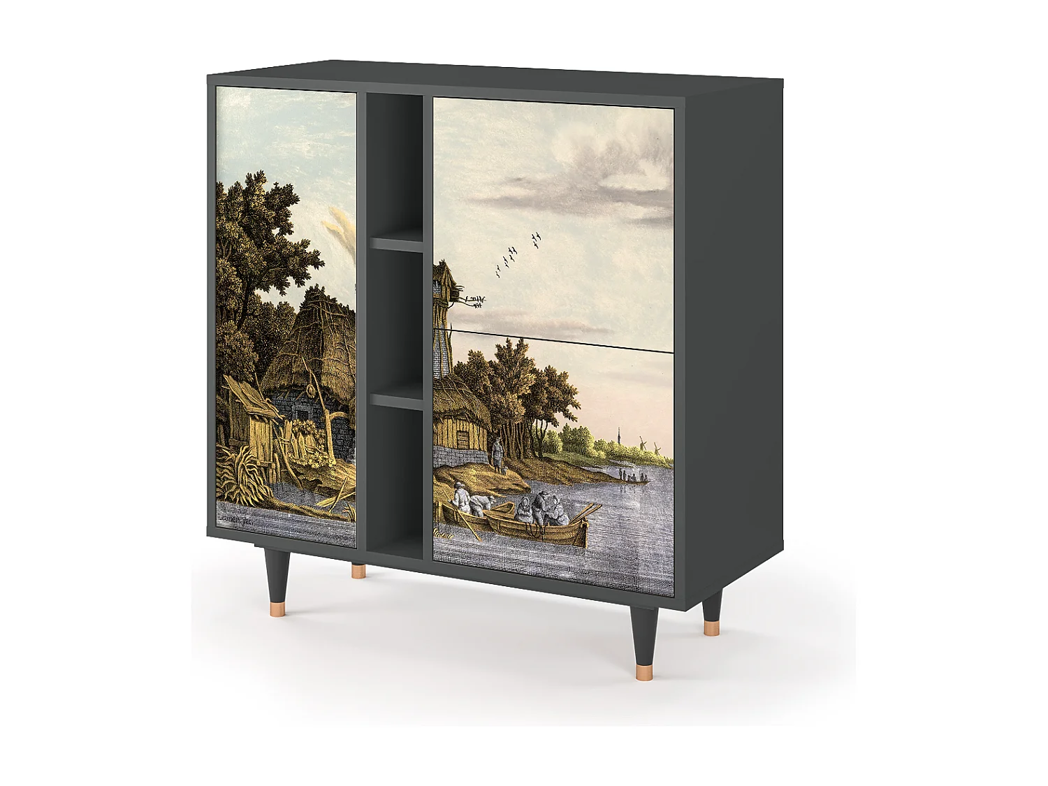 Kredens - 94х96х41 cm - BS5 - Mill along a River, Antracyt