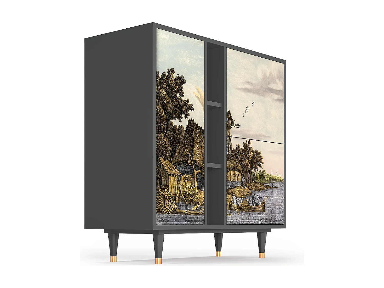 Kredens - 94х96х41 cm - BS5 - Mill along a River, Antracyt