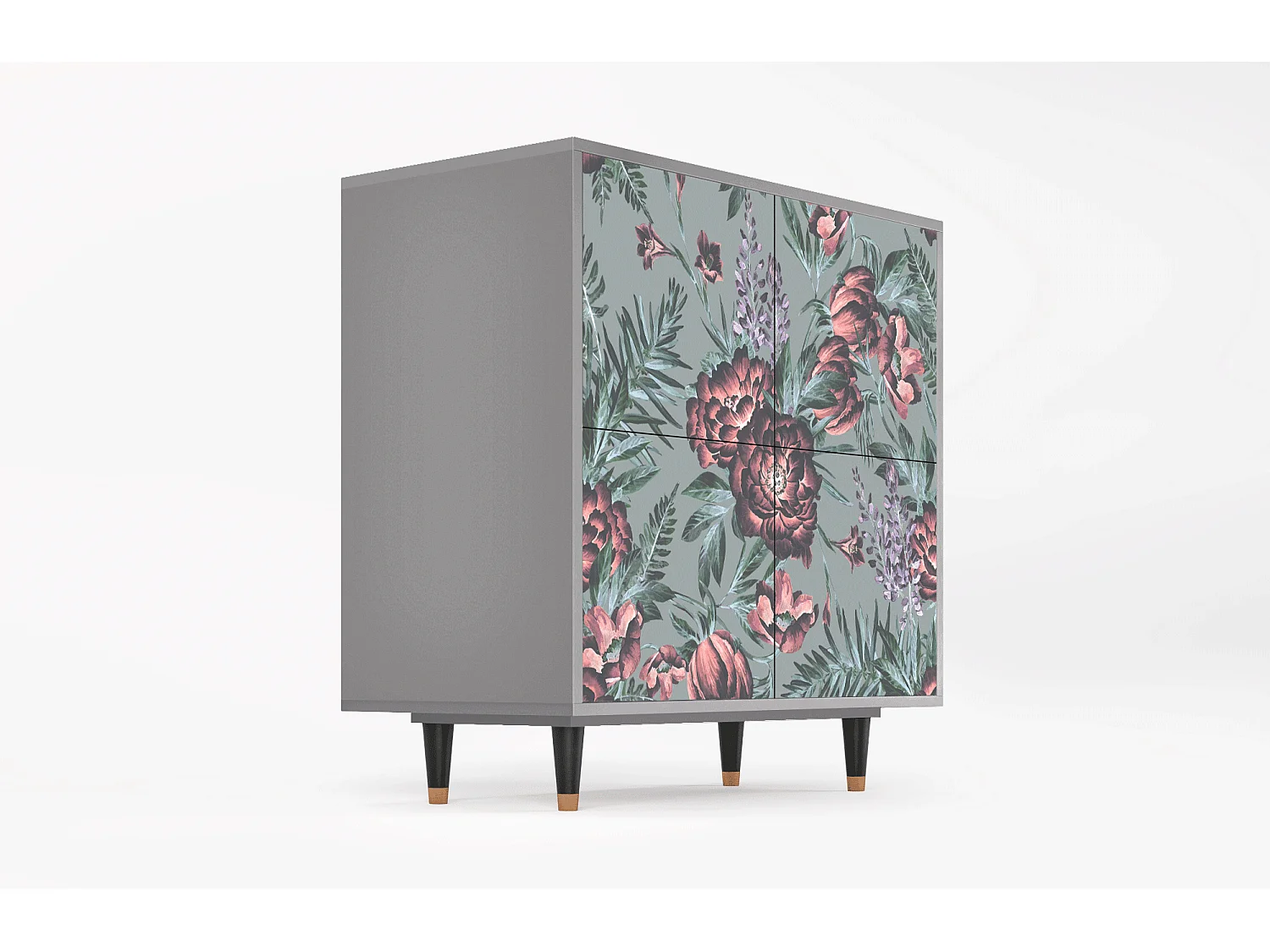 Dressoir - 94x96x48 cm - BS3 - Light Peonies, Grijs
