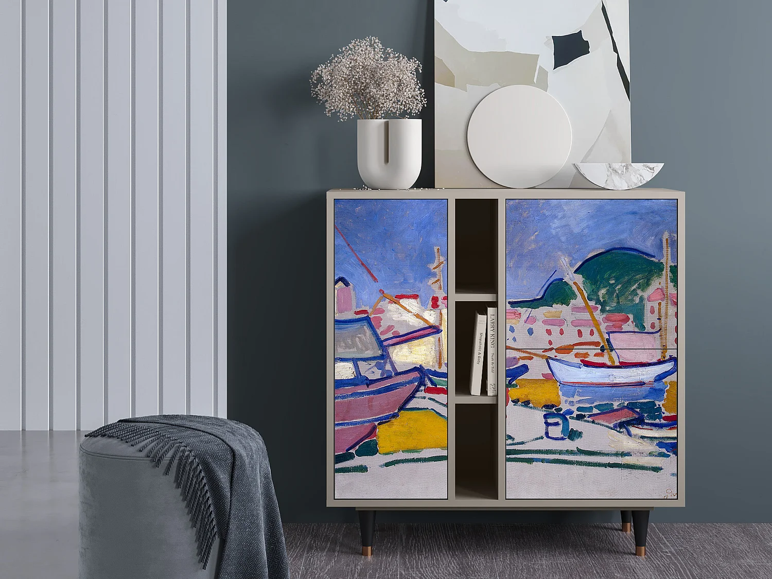 Kredens - 94х96х41 cm - BS5 - The Port of Collioure , Piaskowy