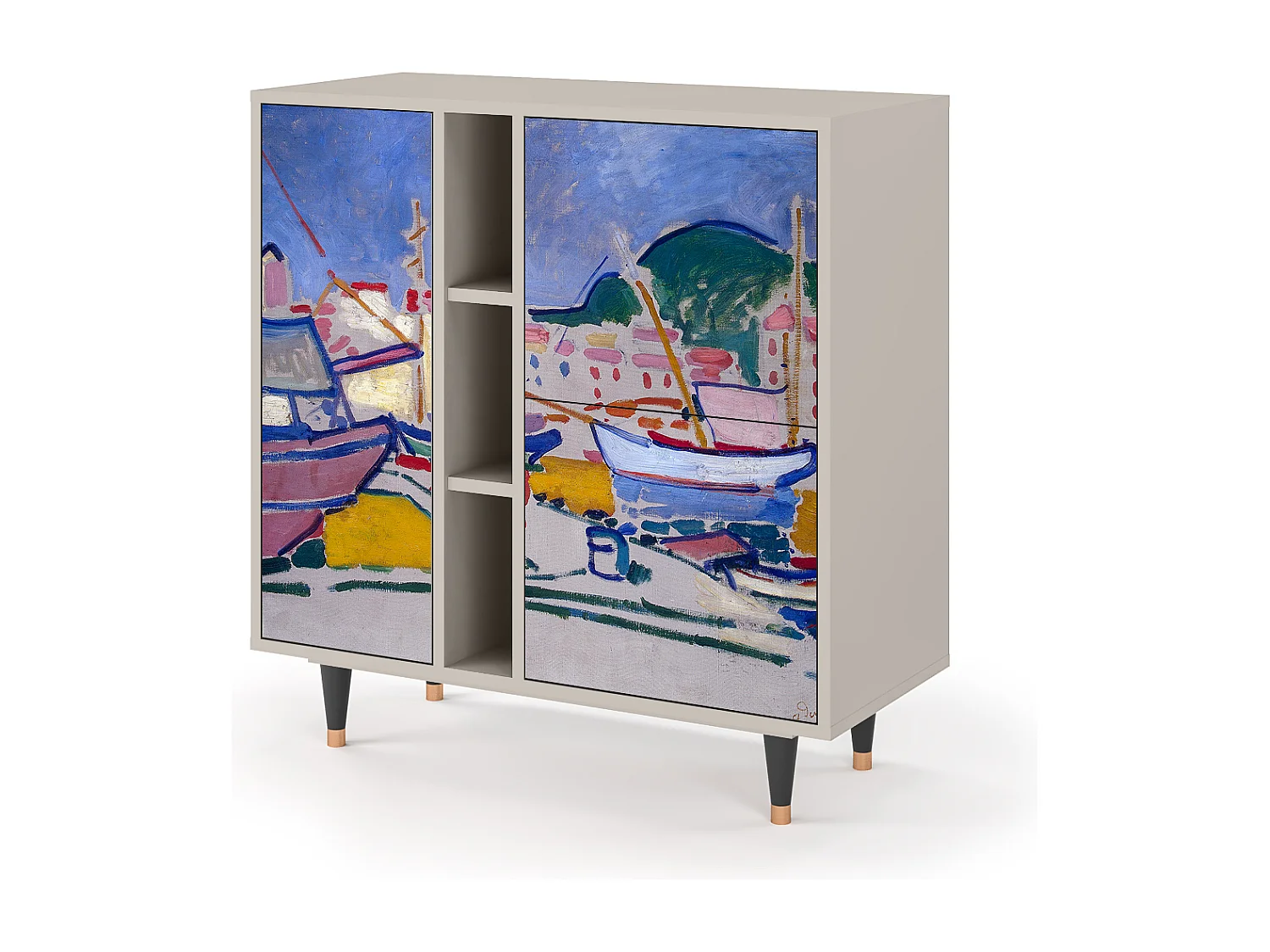 Kredens - 94х96х41 cm - BS5 - The Port of Collioure , Piaskowy