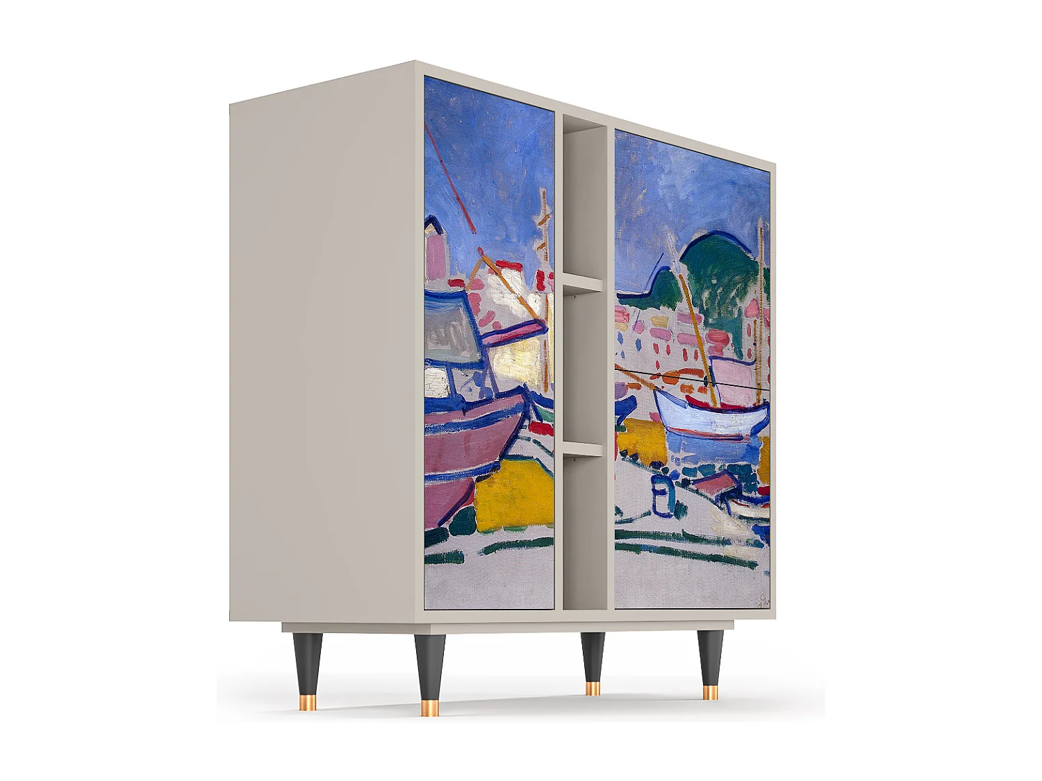 Kredens - 94х96х41 cm - BS5 - The Port of Collioure , Piaskowy