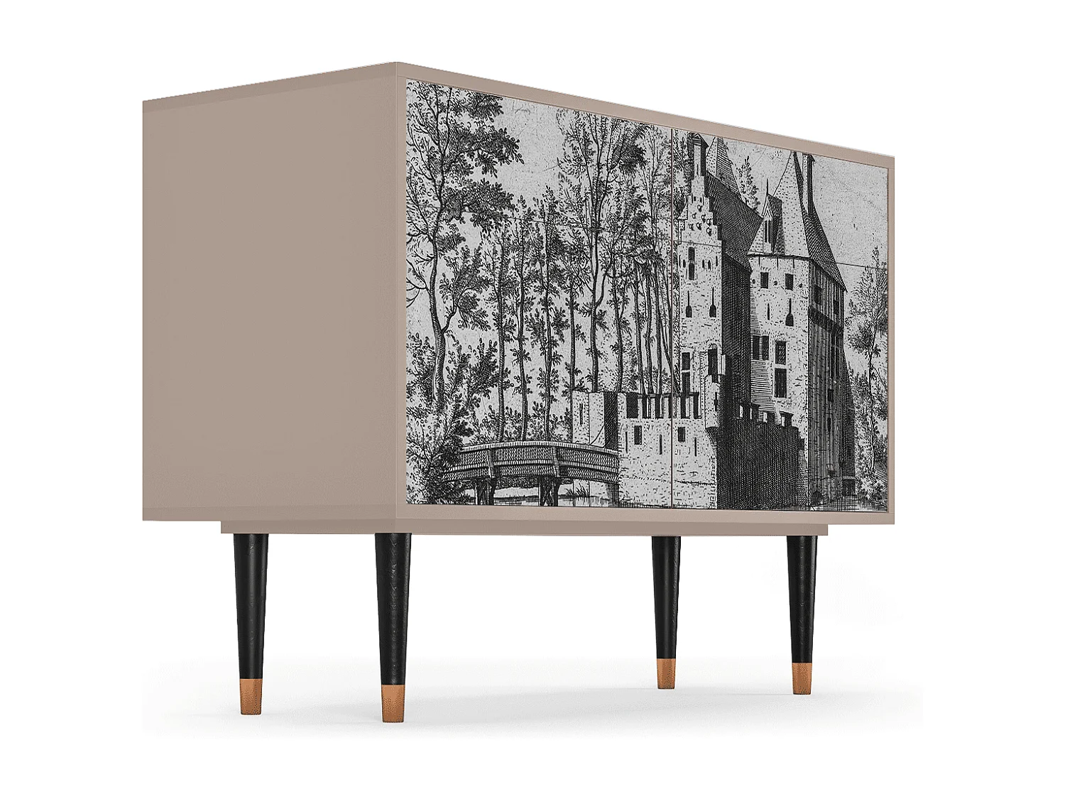 Kredens - 115x85x48 cm - BS4 - Castle with Bridge, Latte