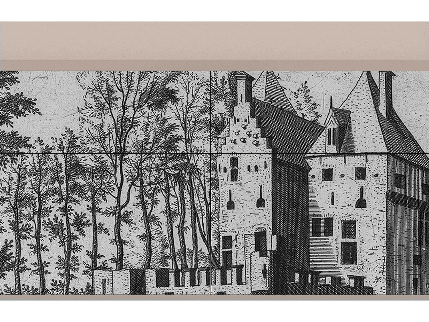 Kredens - 115x85x48 cm - BS4 - Castle with Bridge, Latte