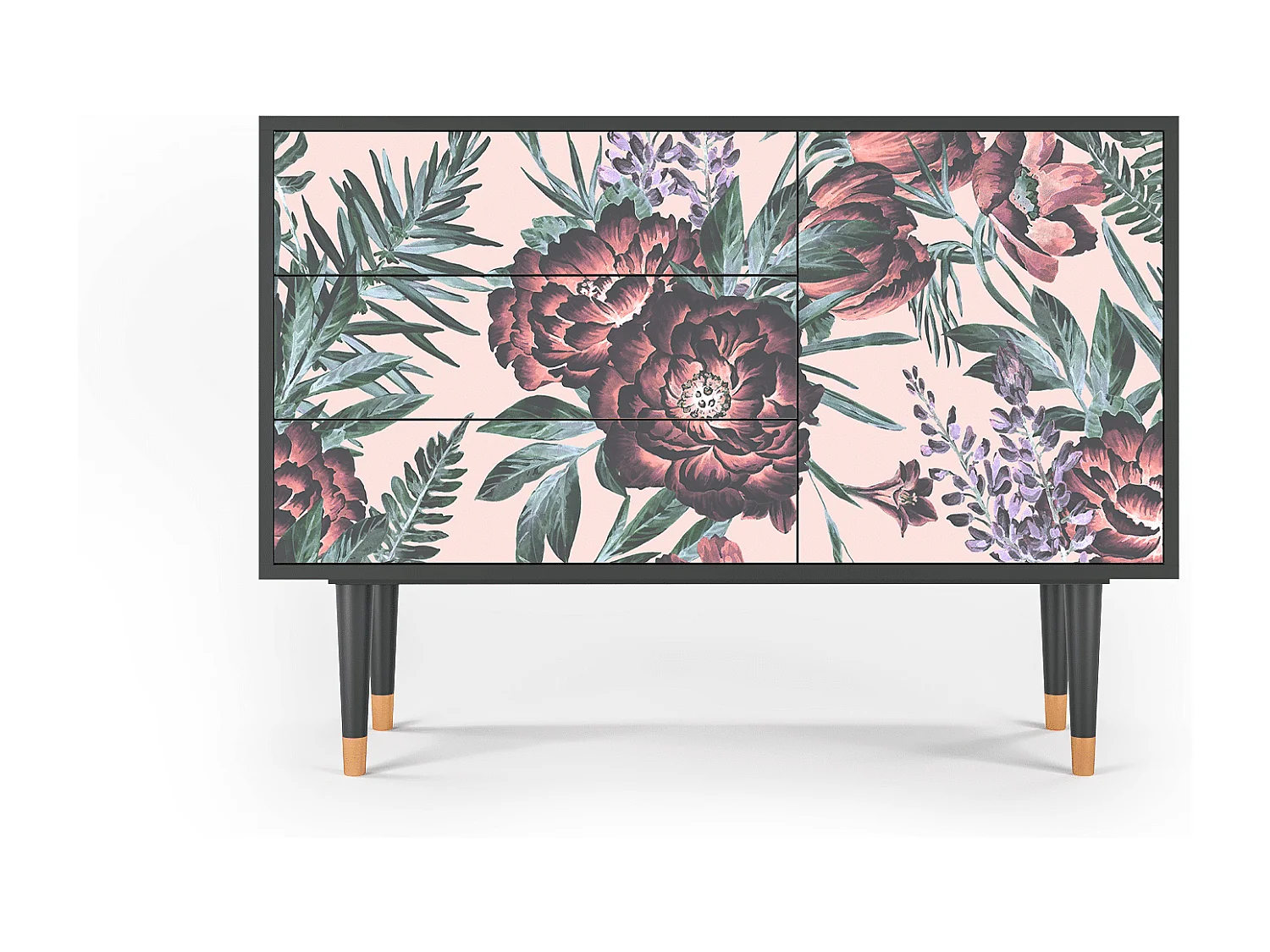 Aparador - 115х84х41 cm - S3 - Peach Peonies, Antracite