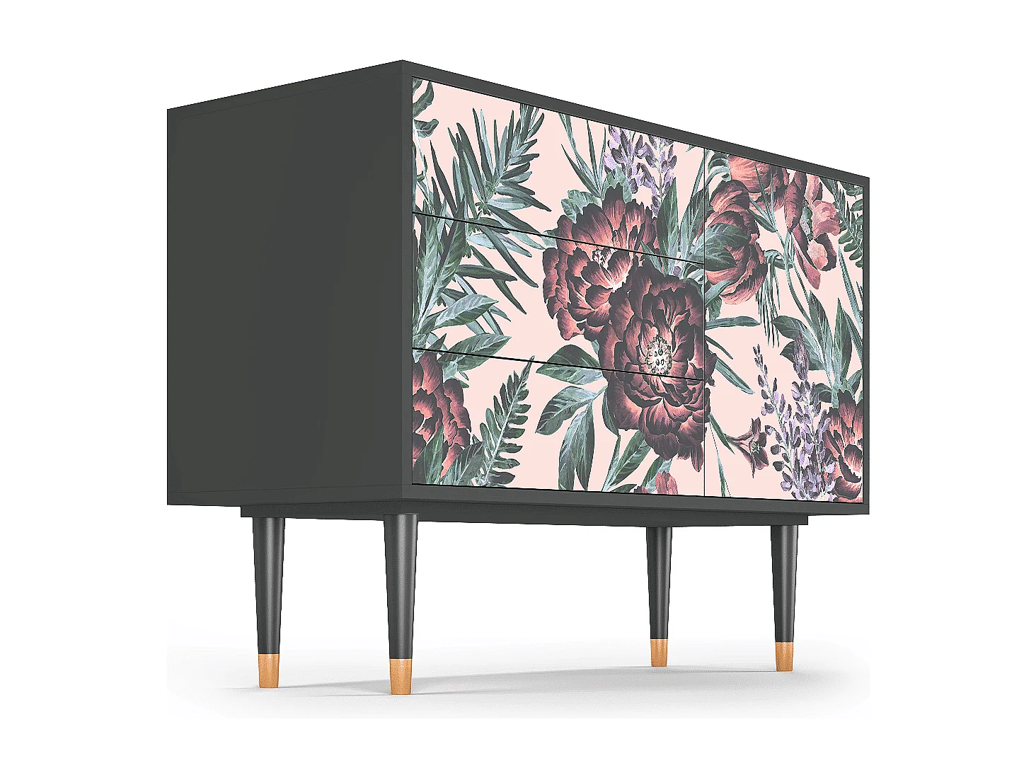 Aparador - 115х84х41 cm - S3 - Peach Peonies, Antracite