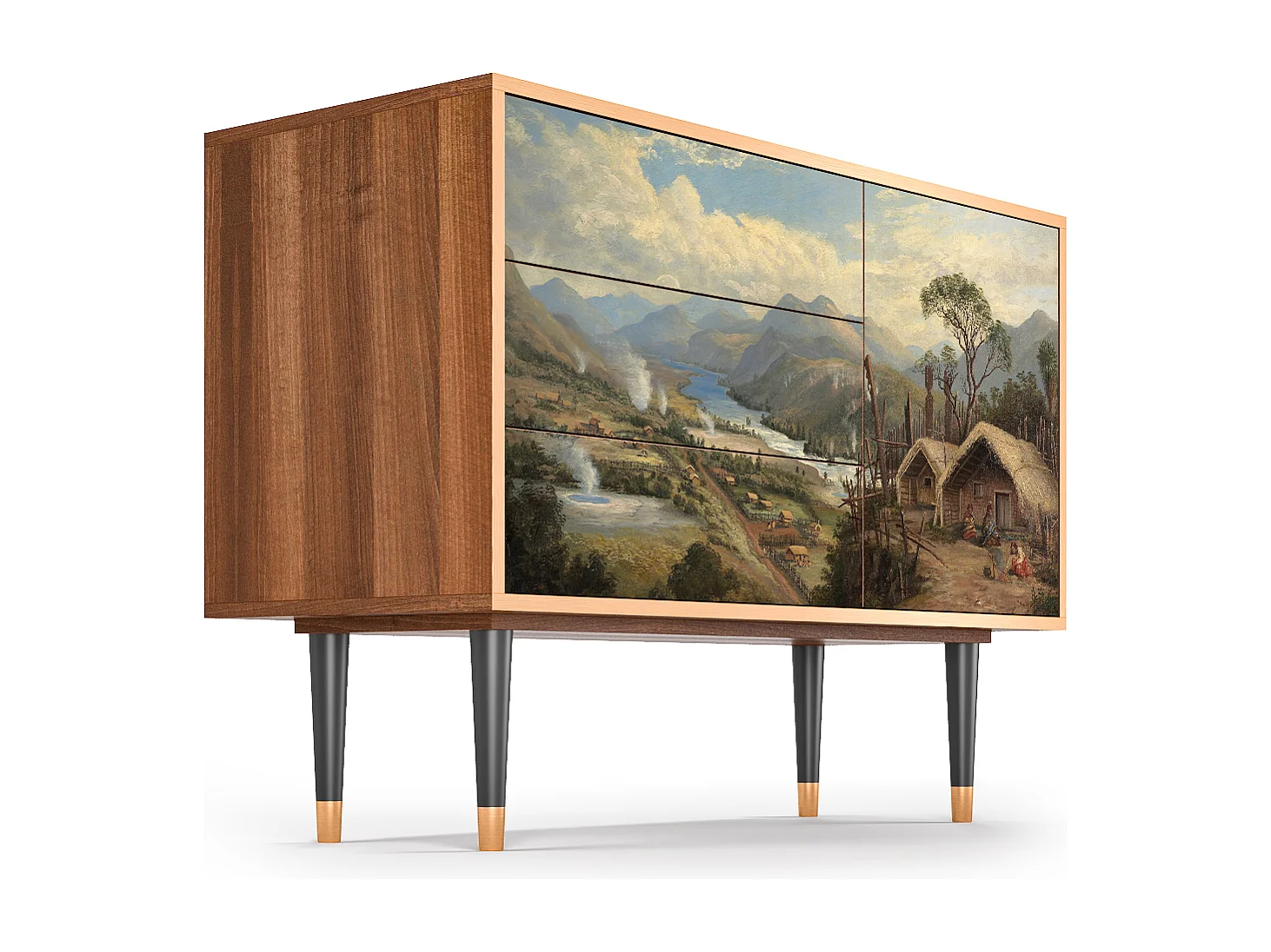 Dressoir - 115х84х41 cm - S3 - View Across the Plains , Walnoot