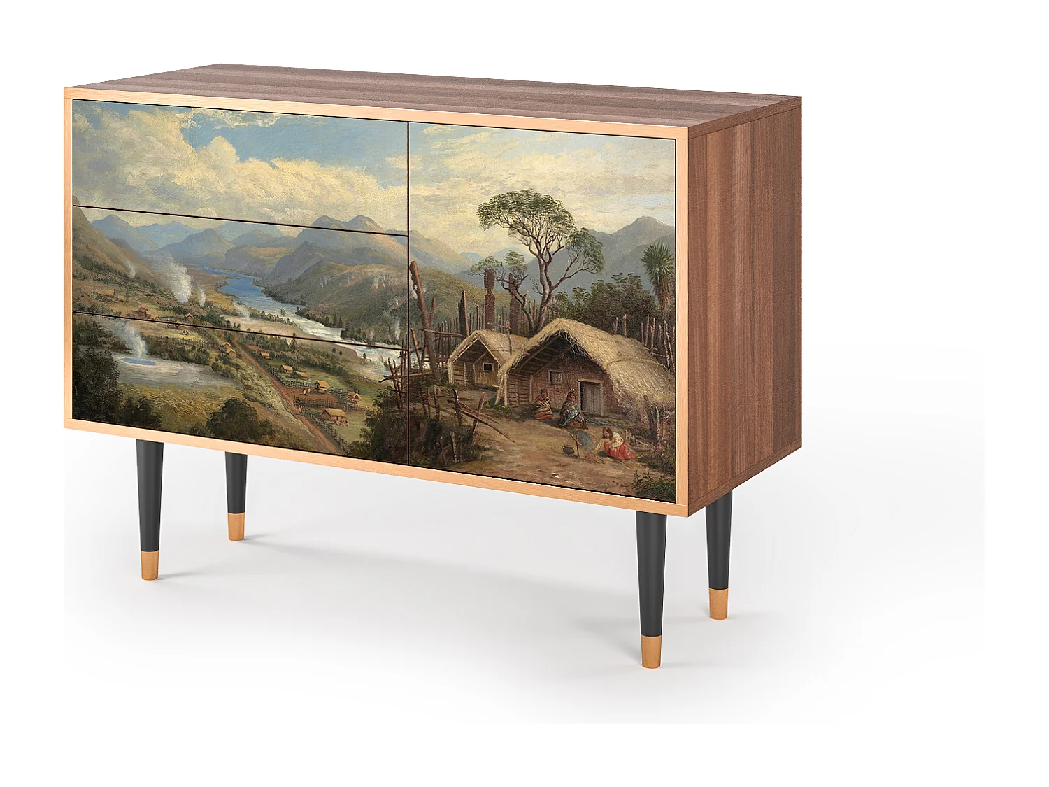 Dressoir - 115х84х41 cm - S3 - View Across the Plains , Walnoot