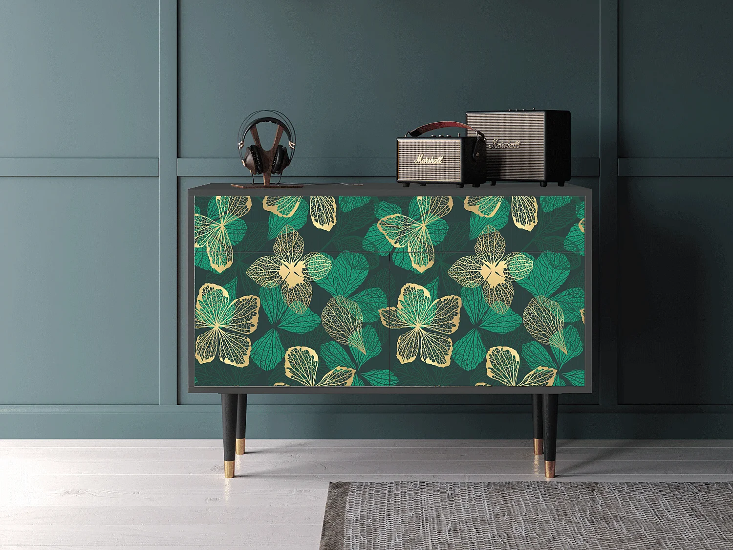 Buffet - 115x85x48 cm - BS4 - Green Flower, Anthracite