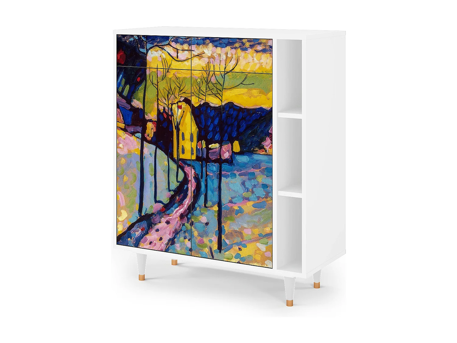 Kredens - 96х110х41 cm - BS6 - Winter Landscape, Biały