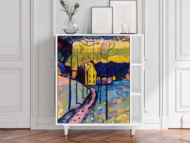 Kredens - 96х110х41 cm - BS6 - Winter Landscape, Biały