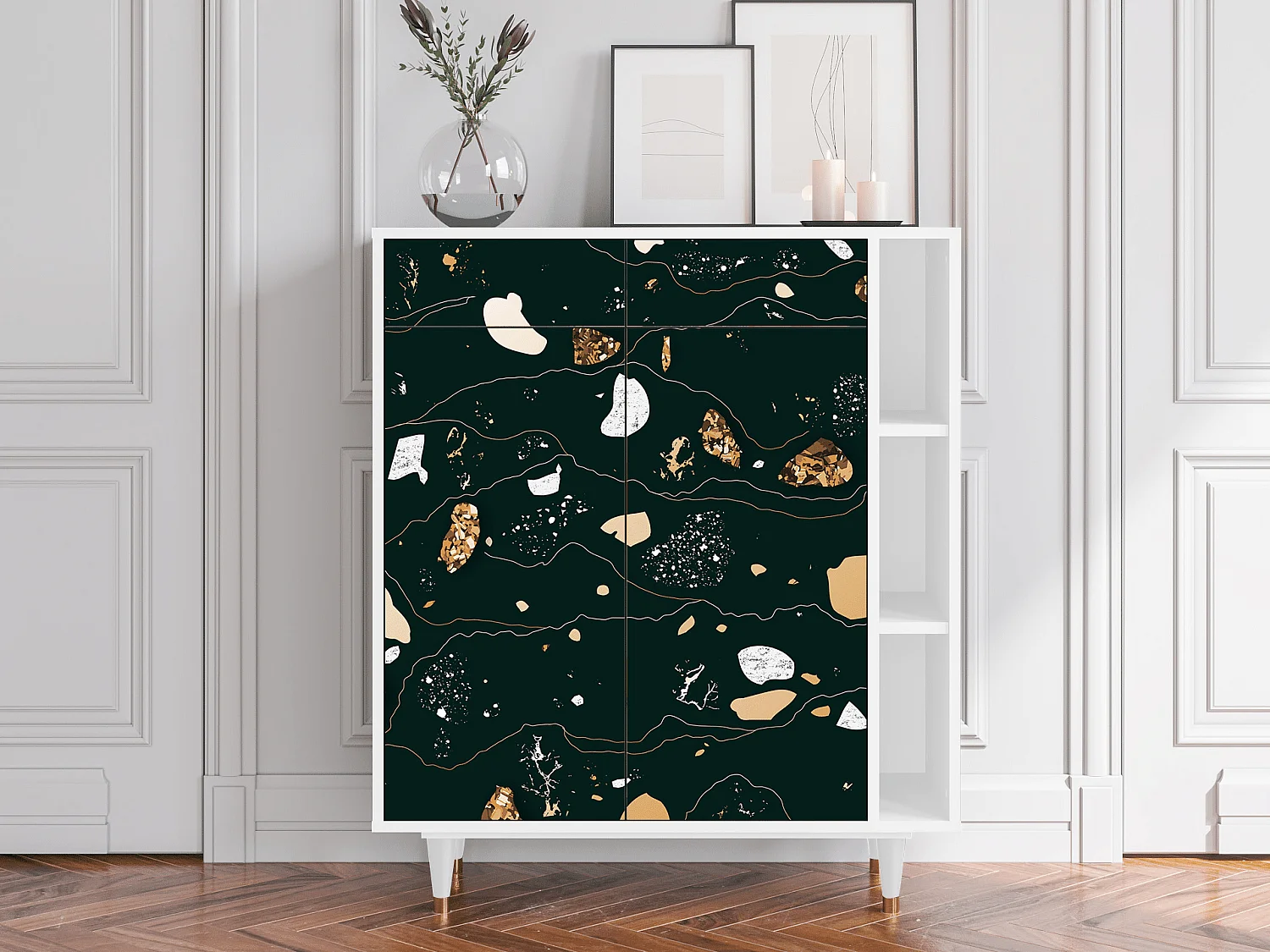 Kredens - 96х110х41 cm - BS6 - Space Rocks, Biały