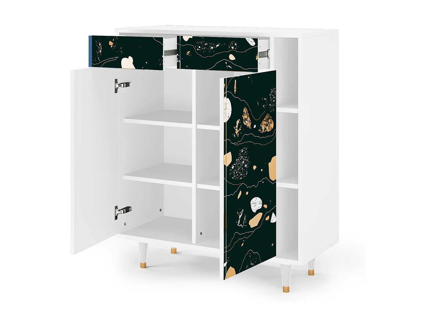 Kredens - 96х110х41 cm - BS6 - Space Rocks, Biały