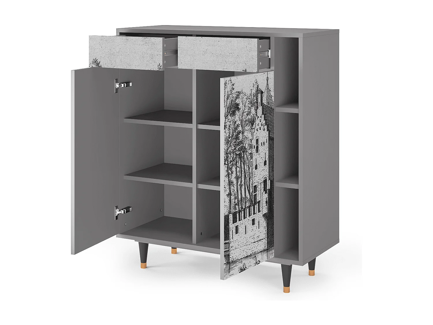 Kredens - 96х110х41 cm - BS6 - Castle by Breugel, Szary