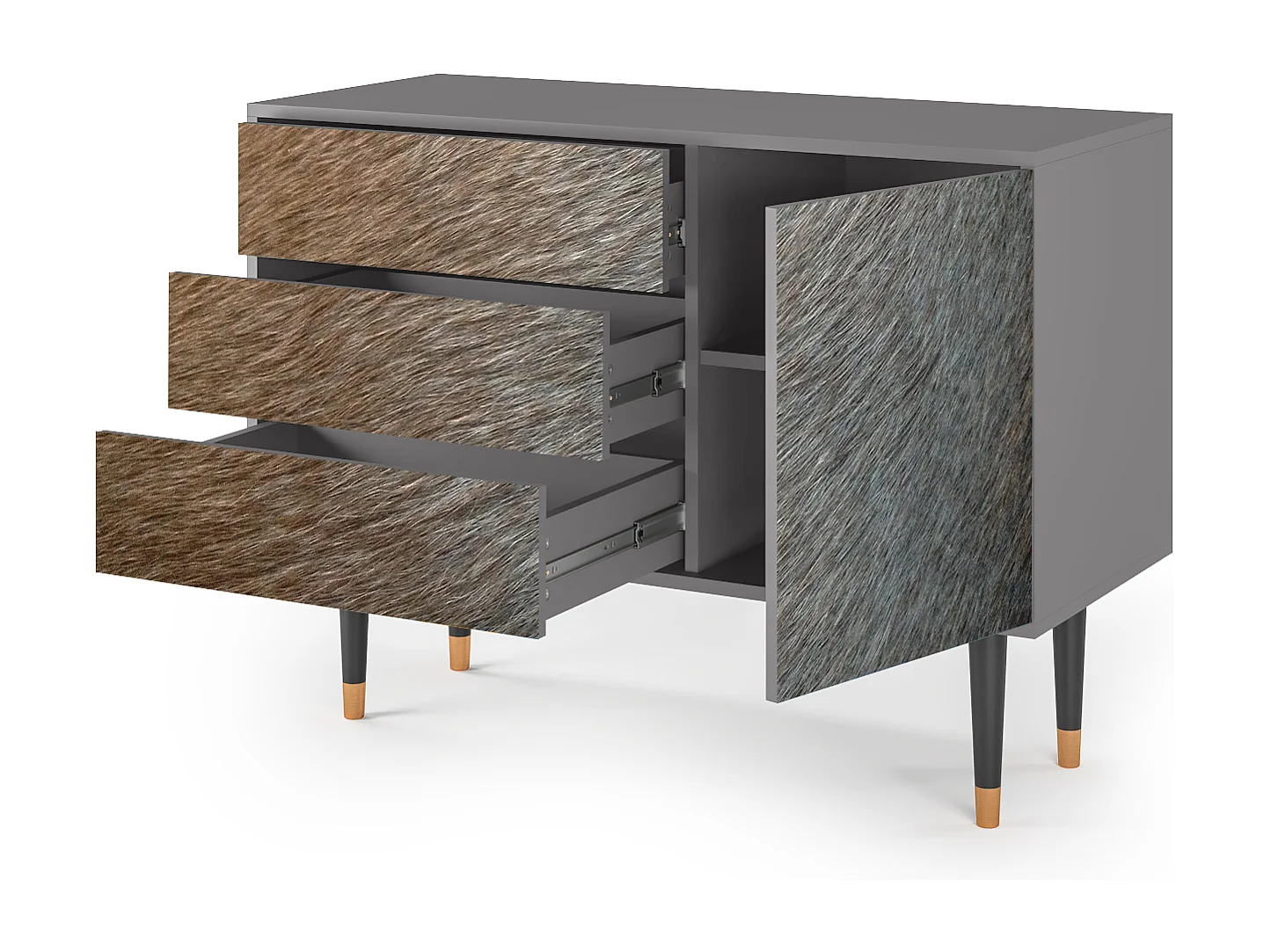 Kredens - 115х84х41 cm - S3 - Peanut Hair, Szary