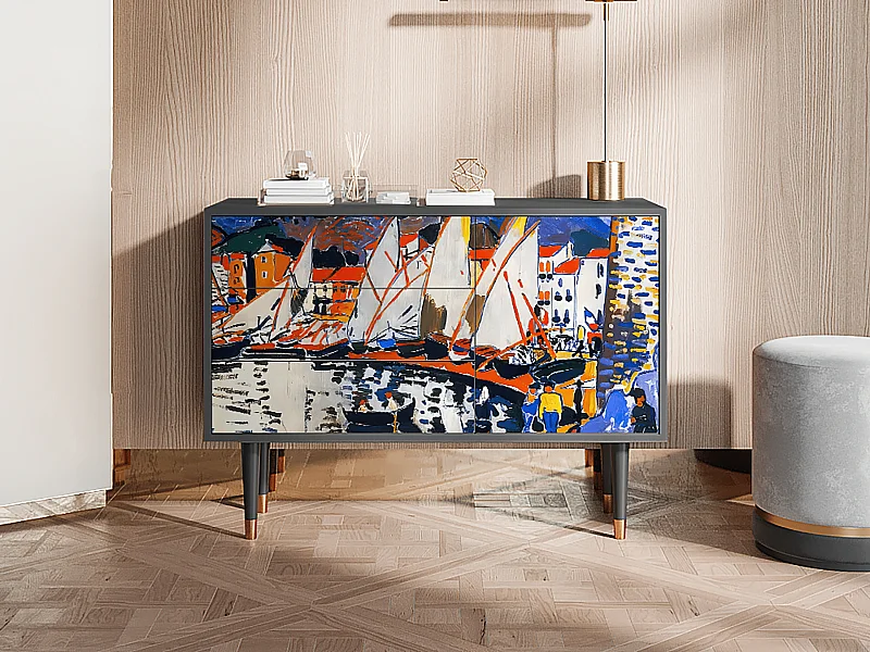 Kredens - 115х84х41 cm - S3 - Le Séchage des voiles , Antracyt