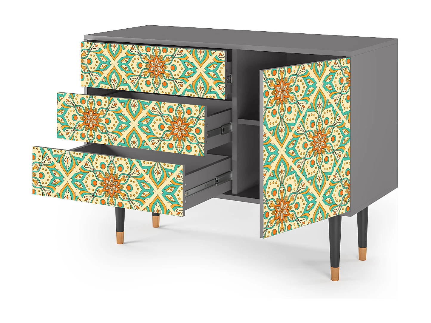Dressoir - 115х84х41 cm - S3 - Hindu Daisy, Grijs