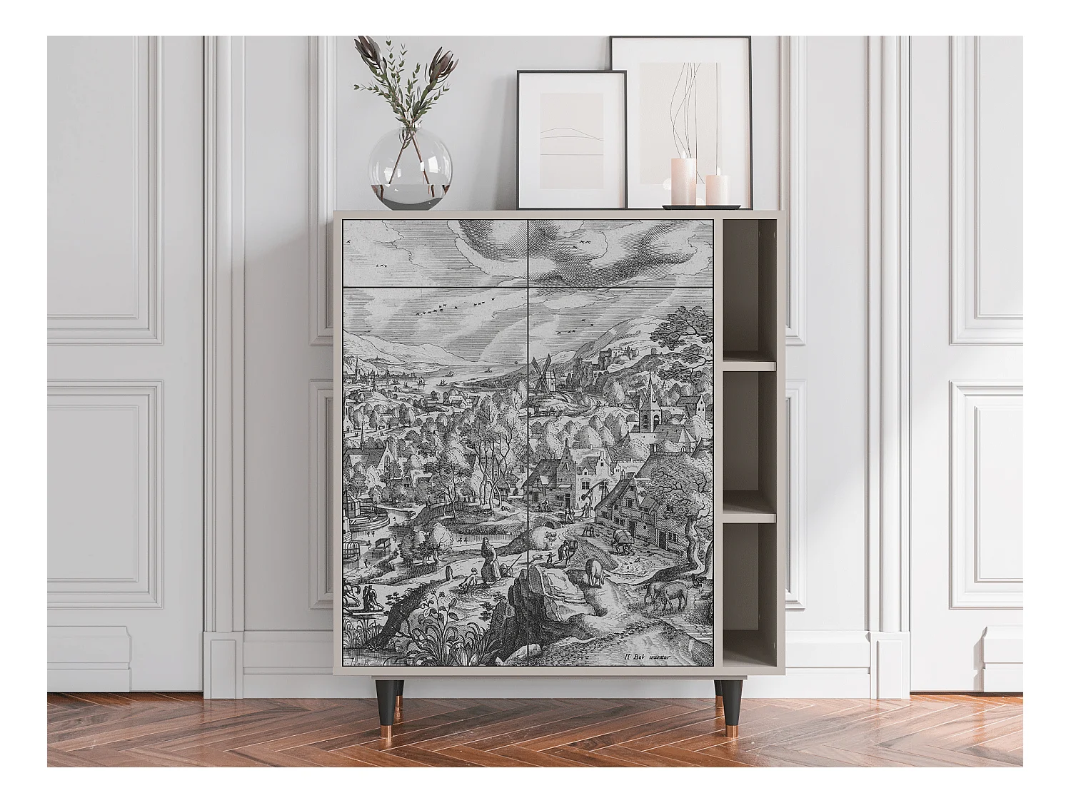 Kredens - 96х110х41 cm - BS6 - Bird Dropping, Piaskowy