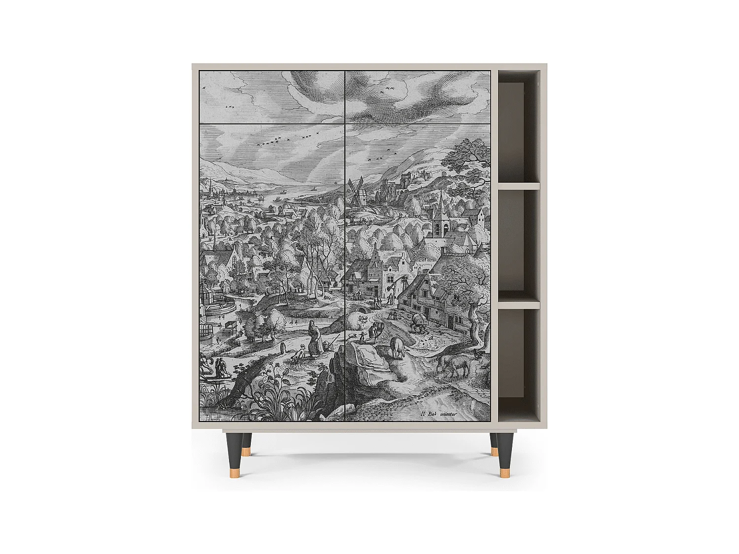 Kredens - 96х110х41 cm - BS6 - Bird Dropping, Piaskowy