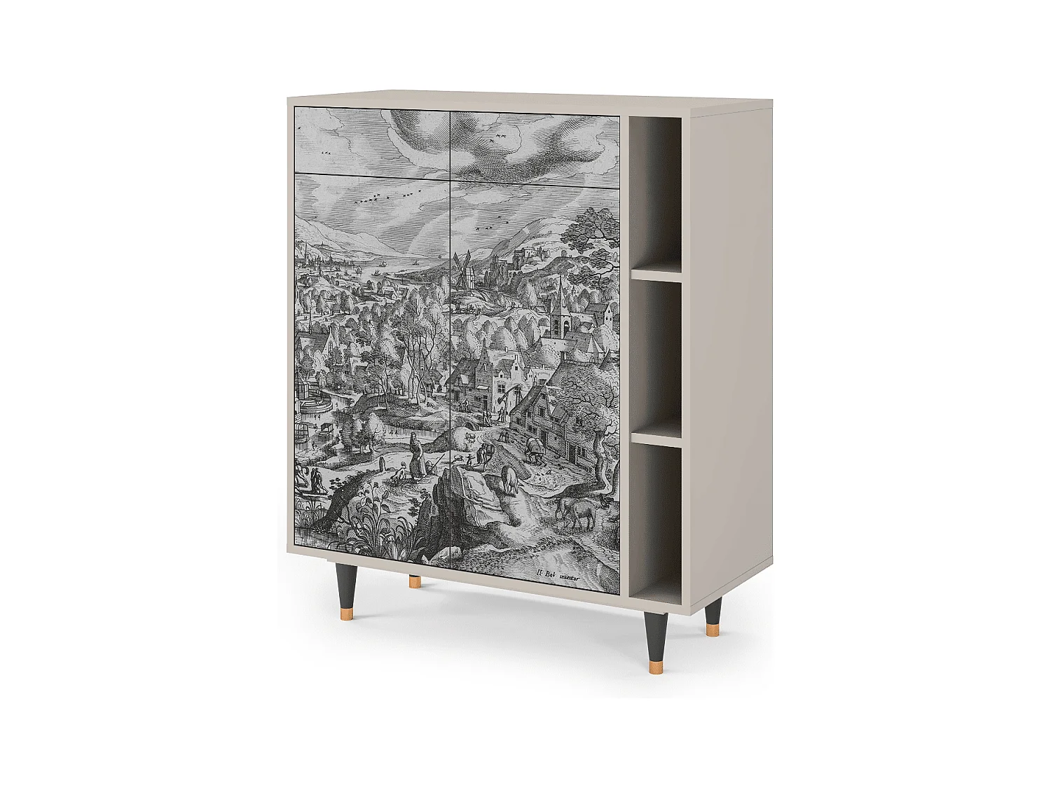 Kredens - 96х110х41 cm - BS6 - Bird Dropping, Piaskowy