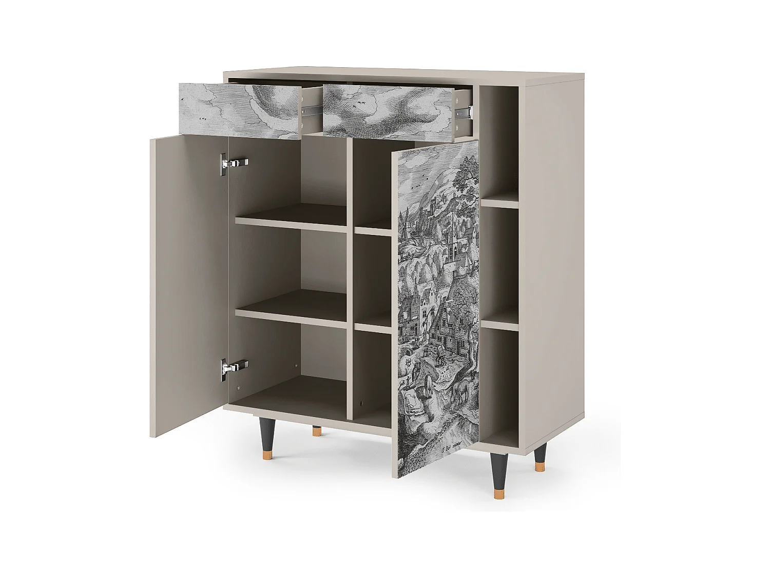 Kredens - 96х110х41 cm - BS6 - Bird Dropping, Piaskowy