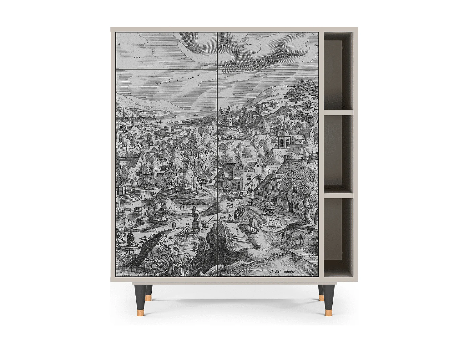 Kredens - 96х110х41 cm - BS6 - Bird Dropping, Piaskowy