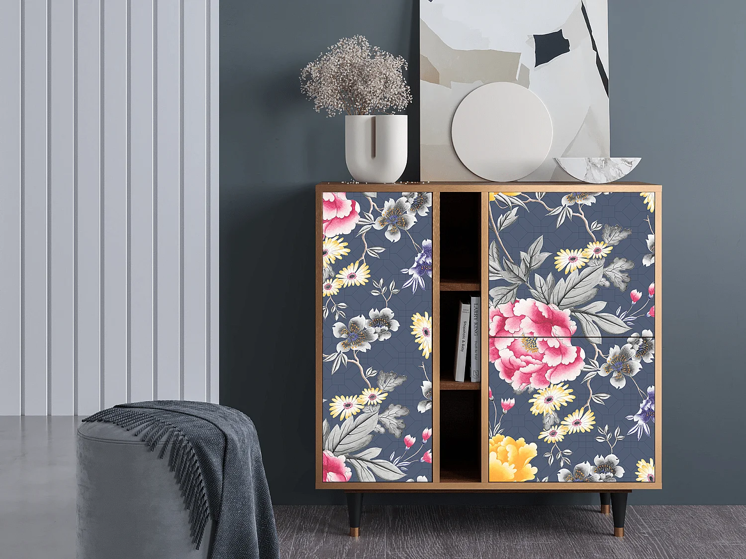 Credenza - 94х96х41 cm - BS5 - Dark Flower Bed, Noce