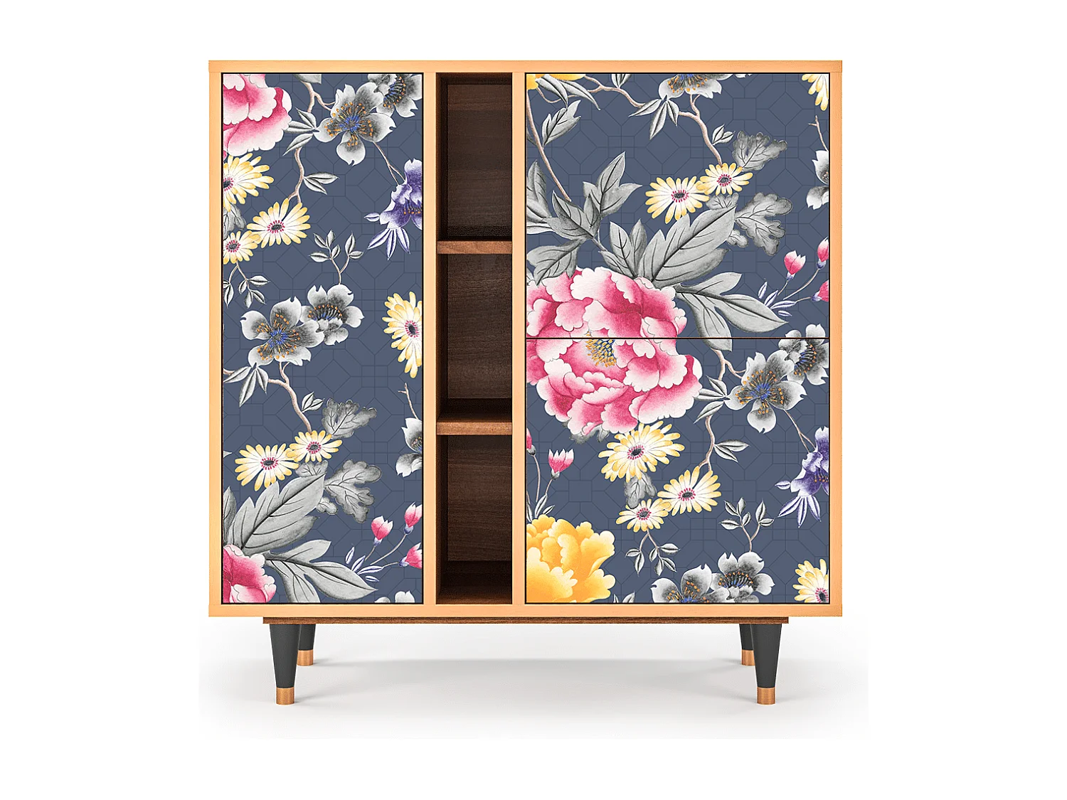 Kredens - 94х96х41 cm - BS5 - Dark Flower Bed, Orzech