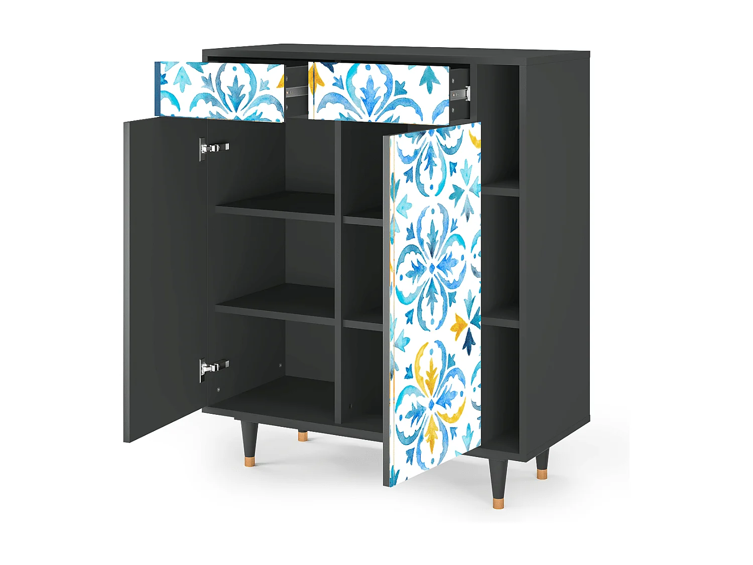 Kredens - 96х110х41 cm - BS6 - Lisbon Flover, Antracyt