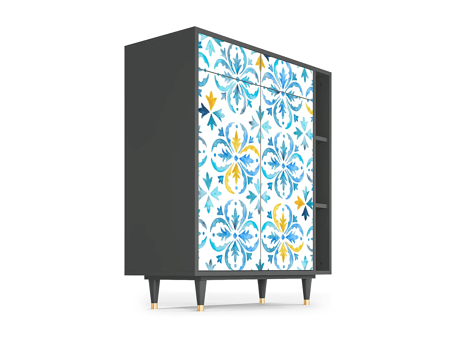 Kredens - 96х110х41 cm - BS6 - Lisbon Flover, Antracyt