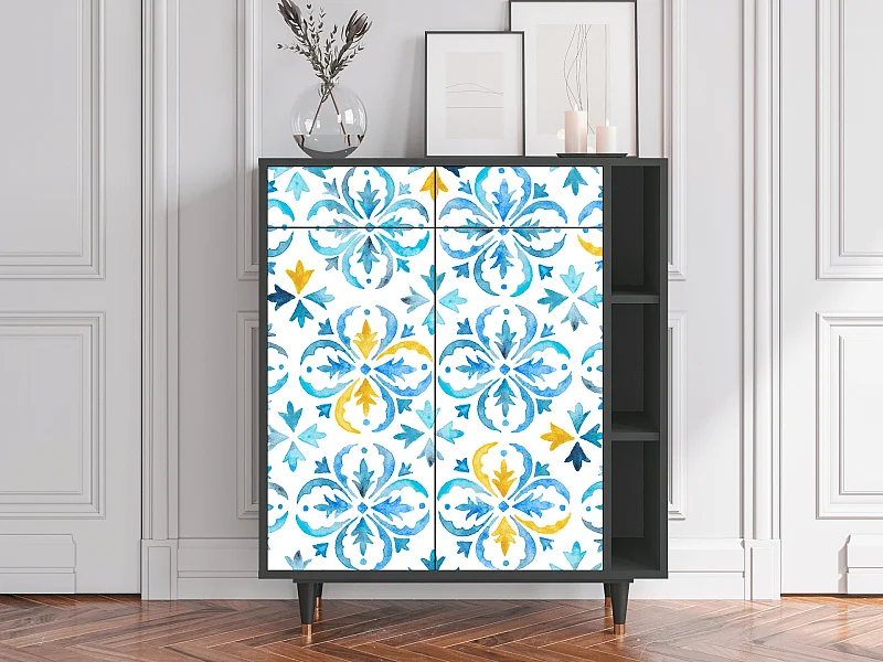 Kredens - 96х110х41 cm - BS6 - Lisbon Flover, Antracyt