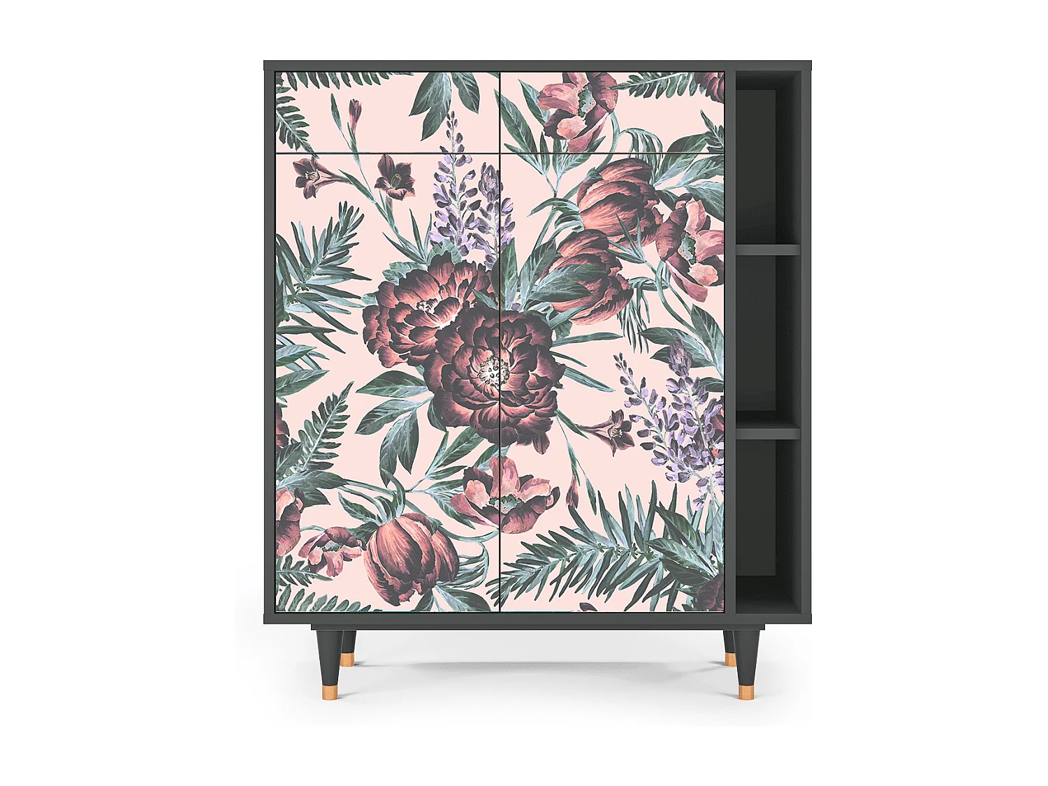 Dressoir - 96х110х41 cm - BS6 - Peach Peonies, Antraciet