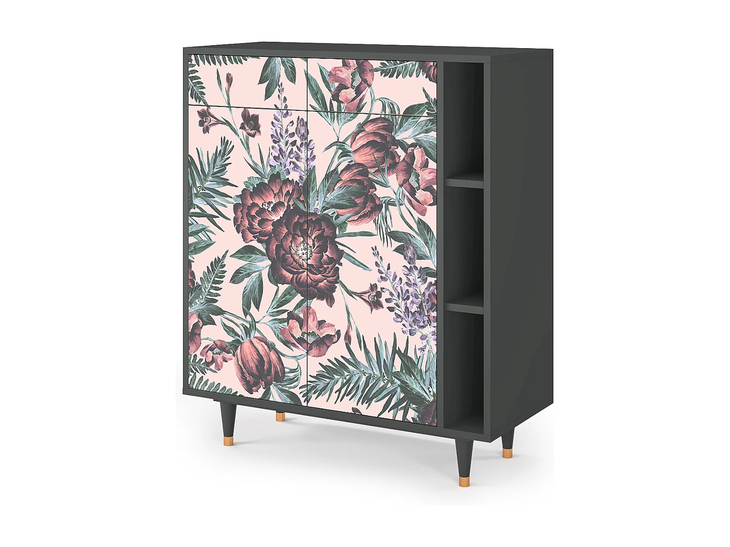 Dressoir - 96х110х41 cm - BS6 - Peach Peonies, Antraciet