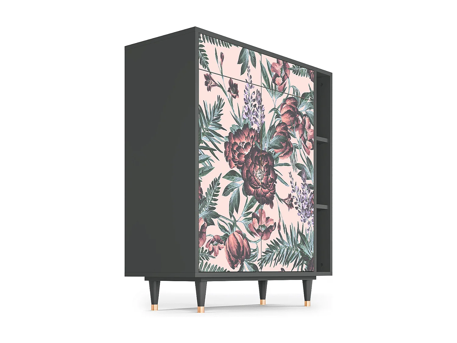 Dressoir - 96х110х41 cm - BS6 - Peach Peonies, Antraciet