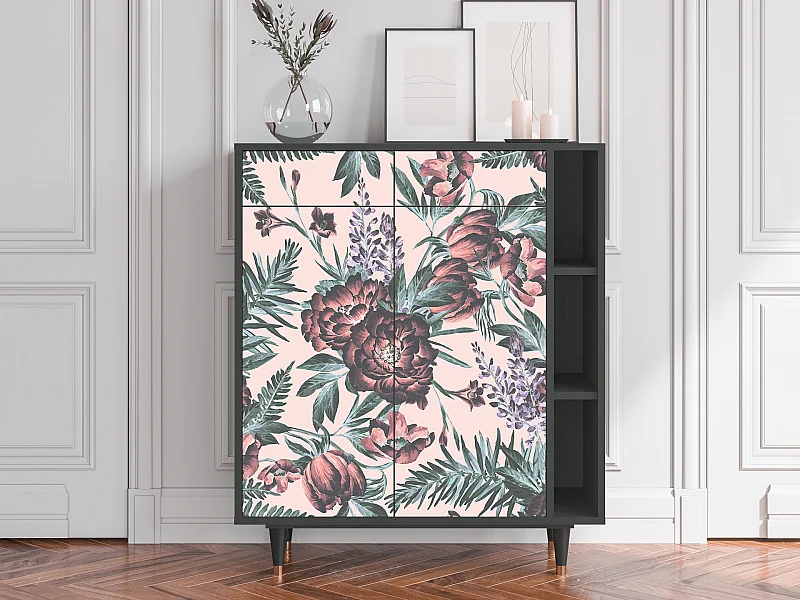 Buffet - 96х110х41 cm - BS6 - Peach Peonies, Anthracite