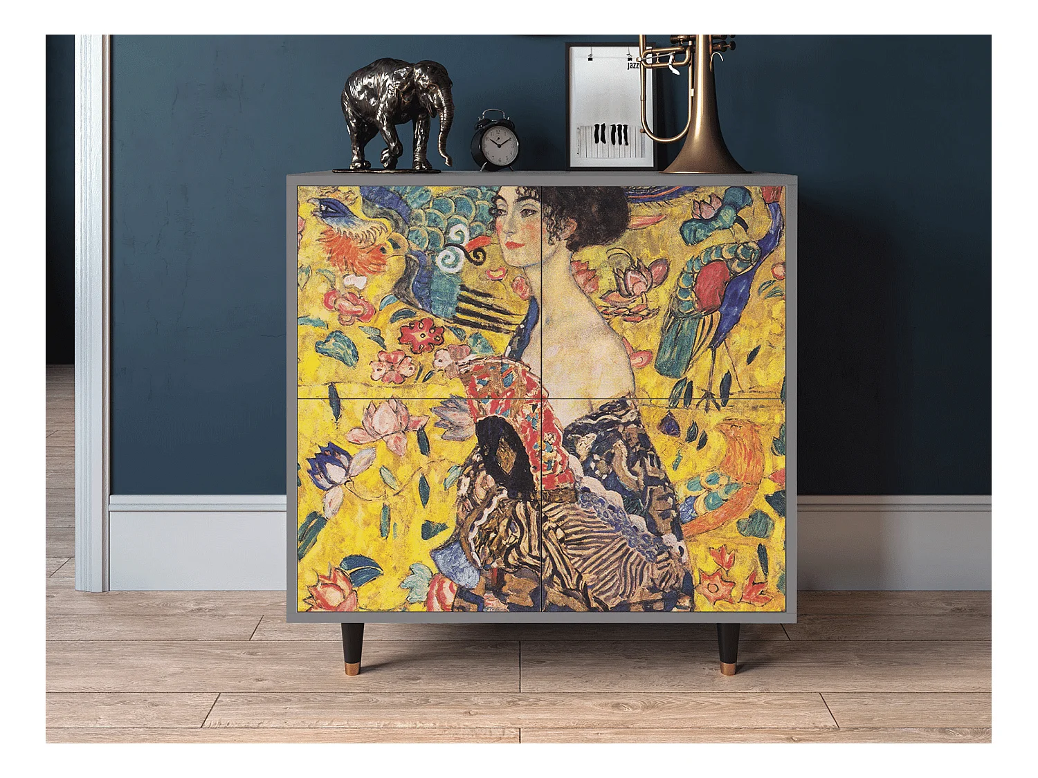 Dressoir - 94x96x48 cm - BS3 - Lady with Fan by Klimt, Grijs