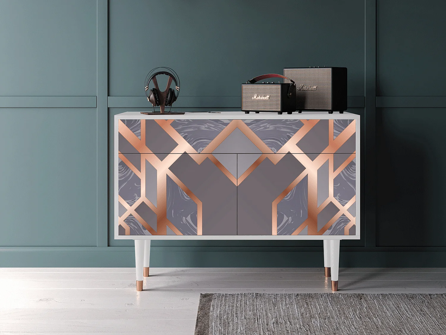 Sideboard - 115x85x48 cm - BS4 - Taupe Anatomy, Weiß