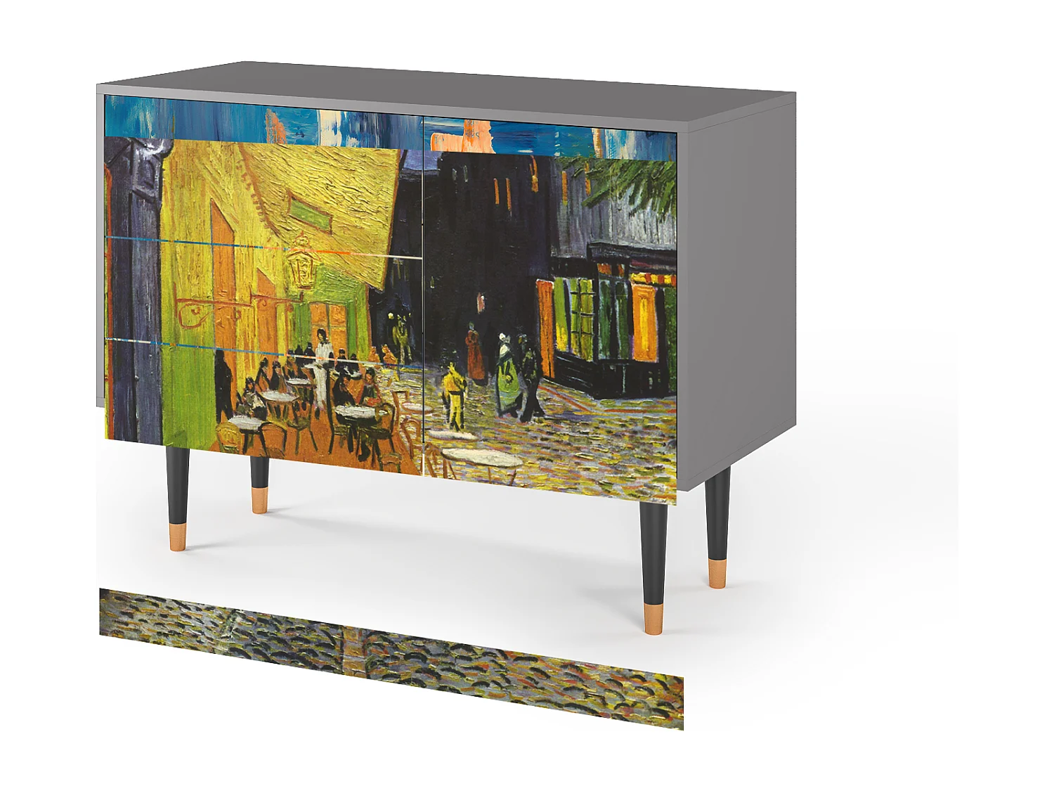 Kredens - 115х84х41 cm - S3 - Café Terrace at Night, Szary